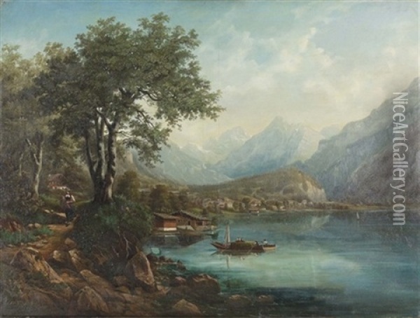 Sommerliche Partie Am Brienzersee Oil Painting - Arnold Albert Jenny