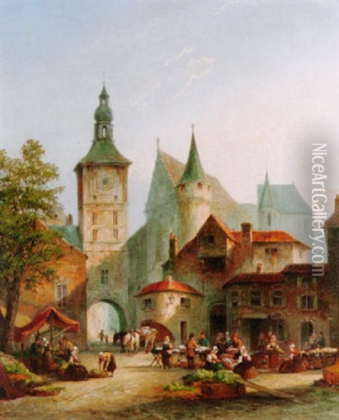 Market Day Oil Painting - Pieter Cornelis Dommershuijzen