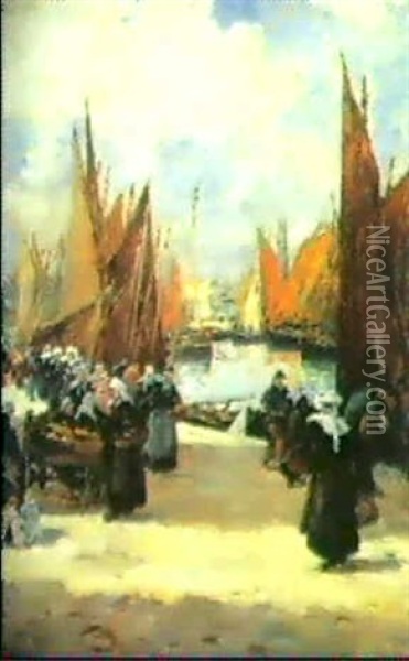 Bretonische Hafenszene Oil Painting - Fernand Marie Eugene Legout-Gerard