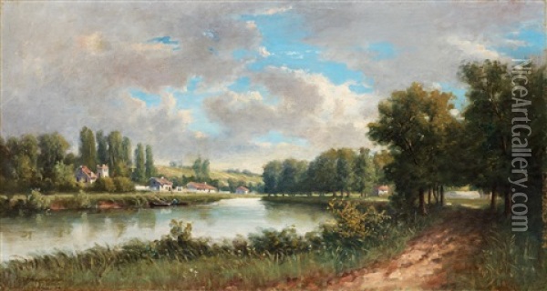 Flodlandskap Oil Painting - Charles Francois Daubigny