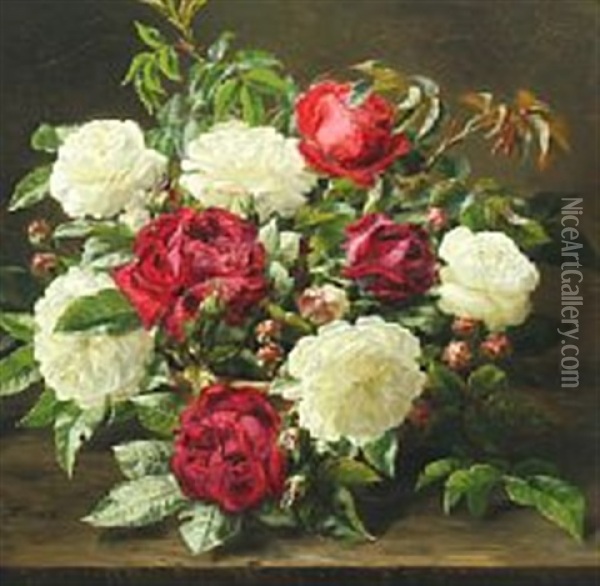 Still Life With Roses Oil Painting - Anthonie Eleonore (Anthonore) Christensen