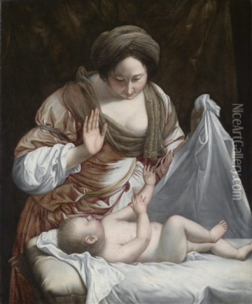 Madonna Mit Kind (oder Frau Mit Kind) Oil Painting - Orazio Gentileschi