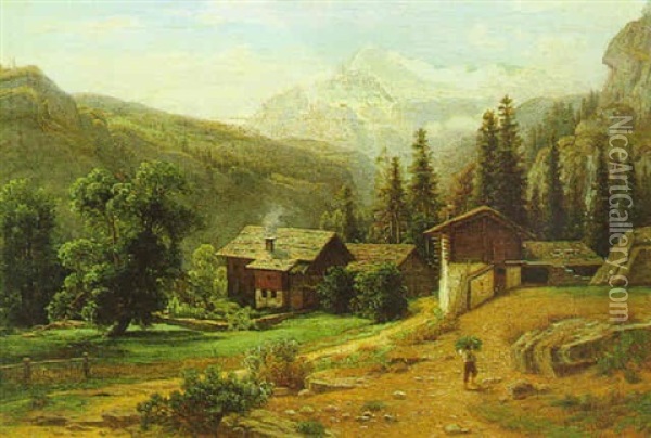 Blick Auf Das Weishorn Im Wallis Oil Painting - Wilhelm Julius August Nabert