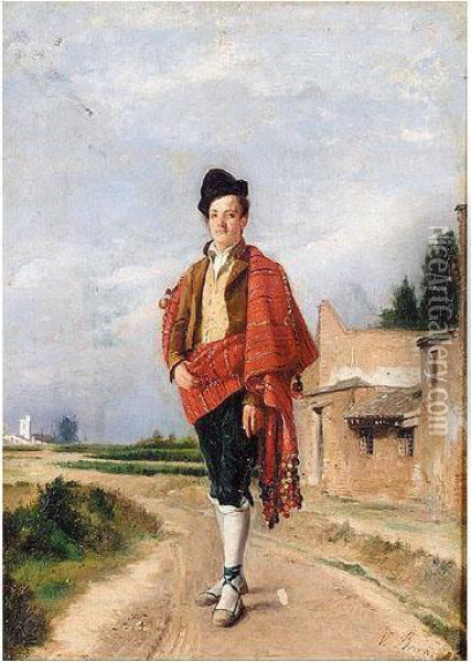 Portrait Of A Man Oil Painting - Vicente Borras Y Abella
