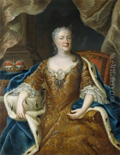Bildnis Der Herzogin Antoinette Amalie Von Braunschweig-wolfenbuttel Oil Painting - Bernhard Christoph Francke