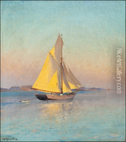 Sailing At Dusk Oil Painting - Ludvig Otto Richarde