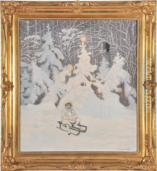 Weihnachts-winterwald Oil Painting - Max Kahrer