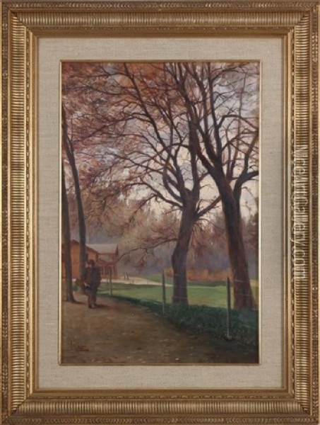 Viale D'autunno Oil Painting - Leonardo Roda