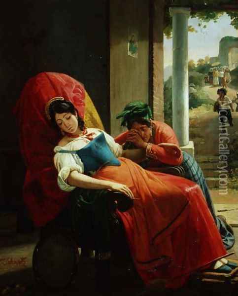 The Assassinated Woman, c.1824 Oil Painting - Jean-Victor Schnetz