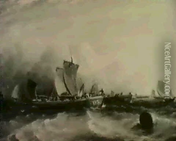 Hauling In The Nets Oil Painting - Sir George Chambers