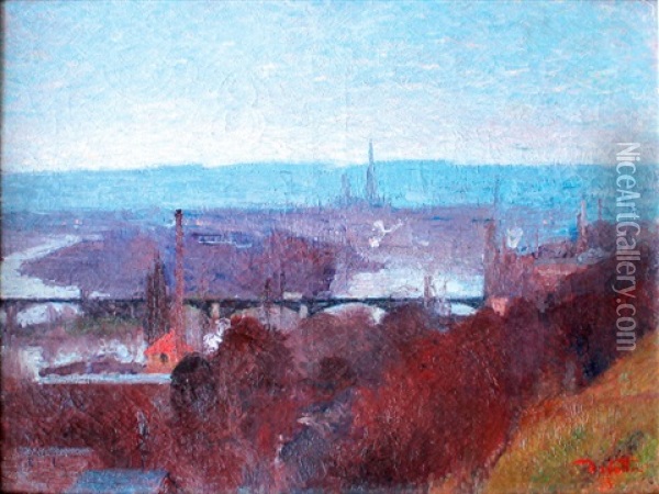 Vue De Rouen Oil Painting - Joseph Marie Louis Delattre