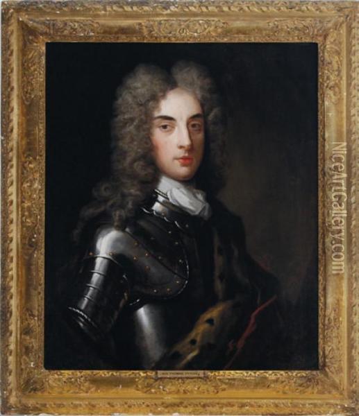 Portrait Of Sir Thomas Fytche, Half Length, Wearing Armor Oil Painting - Sir Godfrey Kneller