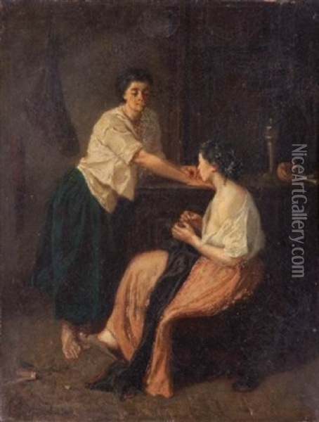 Femmes Dans Un Interieur Oil Painting - Francois Maurice Reynaud