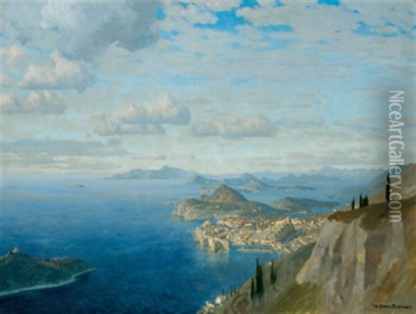 Ein Blick Auf Dubrovnik (ragusa) Oil Painting - Michael Zeno Diemer