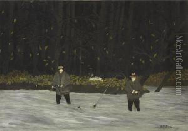 Fishing In The Brandywine: Early Fall Oil Painting - Horace Pippin