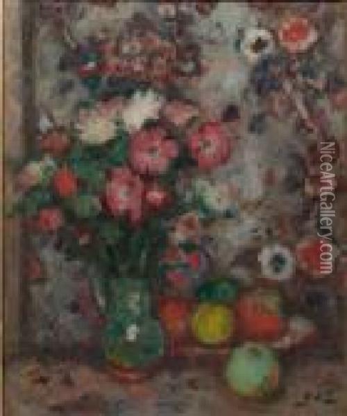 Bouquet Et Fruits Oil Painting - Georges dEspagnat