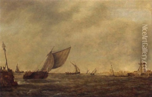 Shipping In A Stiff Breeze Oil Painting - Pieter Mulier the Elder