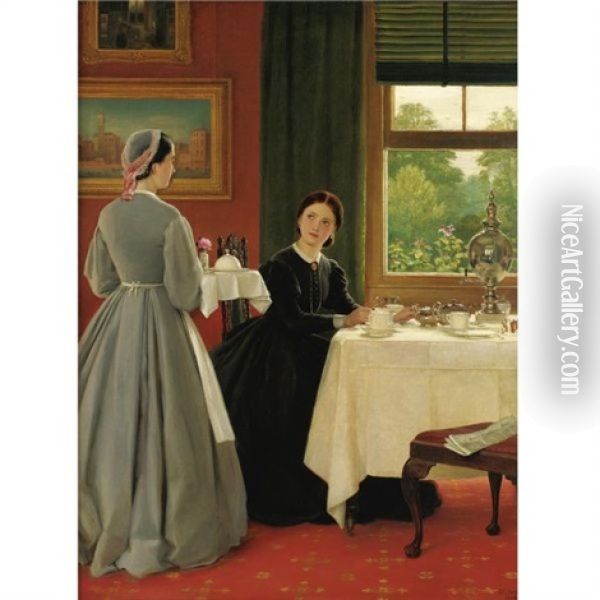 Afternoon Tea Oil Painting - George Dunlop Leslie