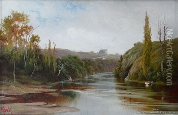 King Country River Oil Painting - Henry William Kirkwood