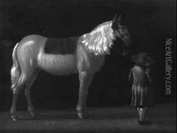 Groom With A Chesnut Horse Oil Painting - Abraham Van Calraet