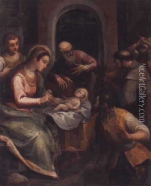 The Adoration Of The Shepherds Oil Painting - Jacopo Palma il Giovane