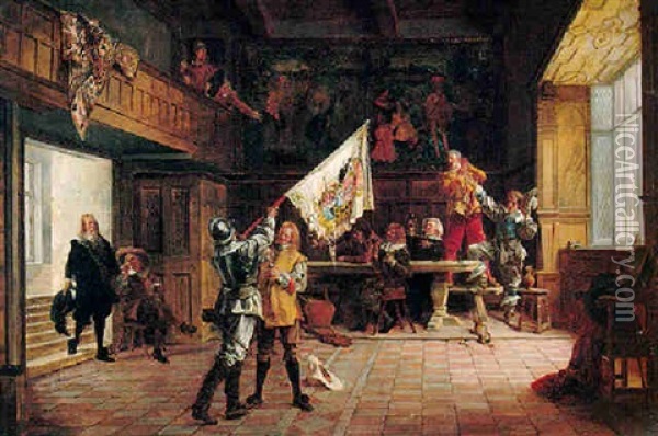 La Bandera Victoriosa Oil Painting - Ignacio de Leon Escosura