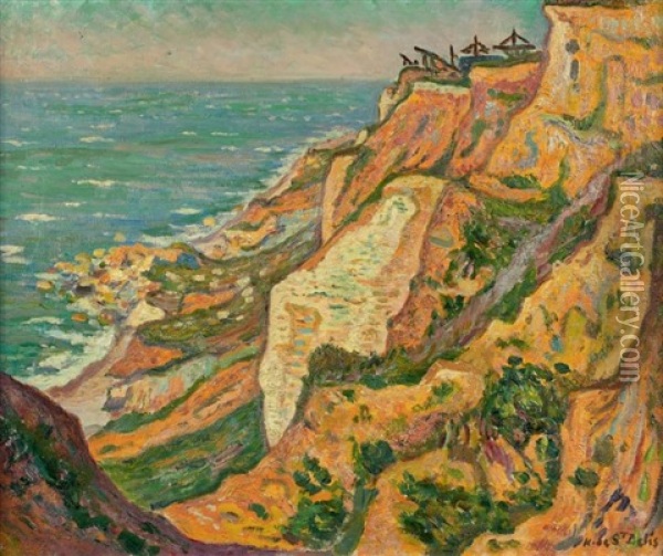 Falaises En Bord De Mer Oil Painting - Henri Lienard De Saint-Delis