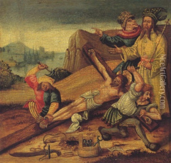 Christ Nailed To The Cross Oil Painting - Nikolaus Glockendon the Elder