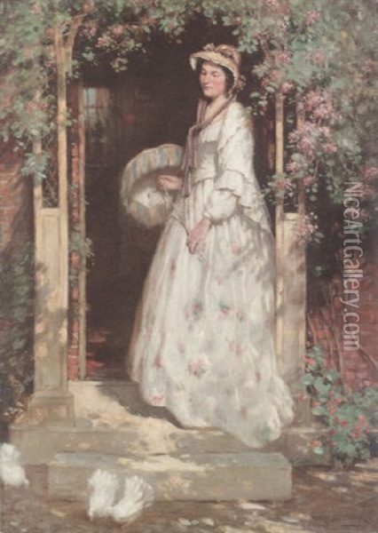 Lady With A Parasol Oil Painting - William Kay Blacklock