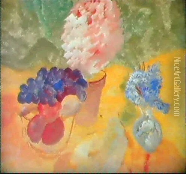 Stilleben Med Rosa Hortensia Oil Painting - Sigrid (Maria) Hjerten