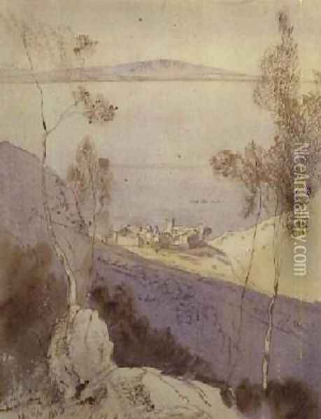 The Monastery of Esphigmenou Oil Painting - Edward Lear