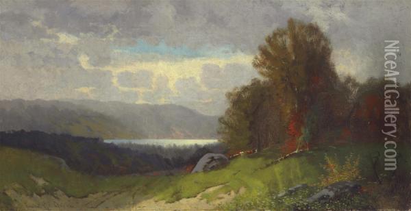 Hudson River Landscape Oil Painting - Frank Russell Green