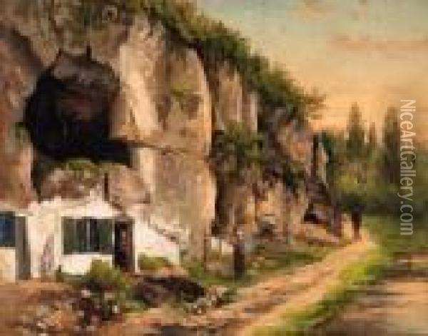 The House Under The Rock-face Oil Painting - Jacobus Pelgrom