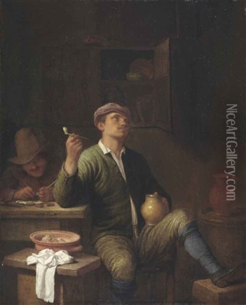 A Man Smoking And Drinking In A Tavern Oil Painting - Hendrick Martensz Sorgh