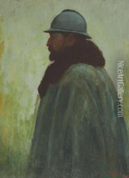 Studiu Pentru Regele Ferdinand Oil Painting - Nicolae Petrescu Mogos