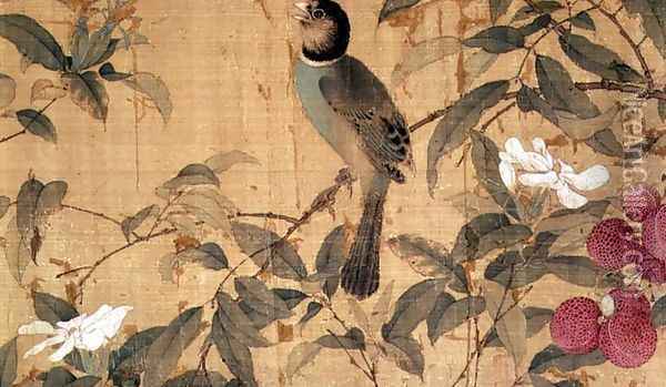 Birds and flowers, detail from a horizontal scroll Oil Painting - Chao Chi