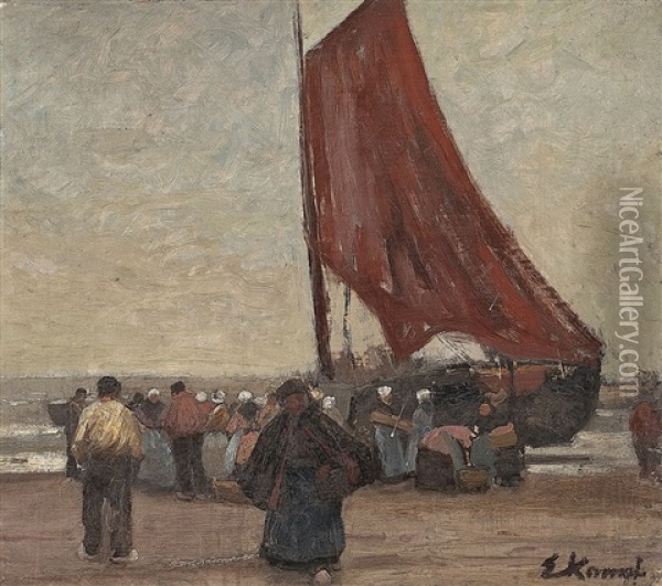 Fischerboot Am Strand Oil Painting - Eugen Kampf