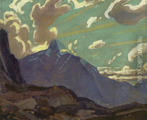 Mount Owen, From Lake Mcarthur (afternoon Light) Oil Painting - James Edward Hervey MacDonald