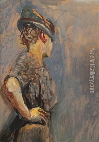 En Modell Oil Painting - Christian Krohg