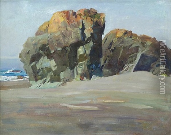 Bird Rocks Oil Painting - Frank Tenney Johnson