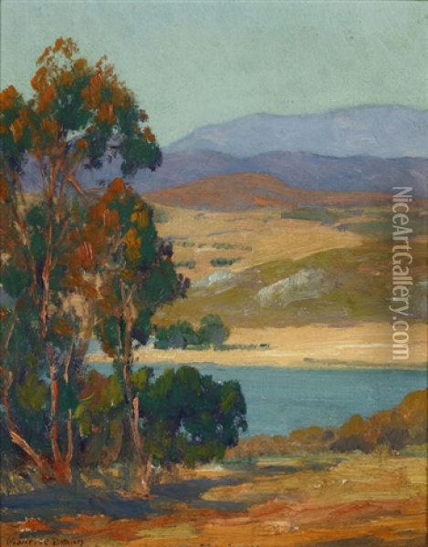 Lake Hodges, San Diego Lake Landscape Oil Painting - Maurice Braun