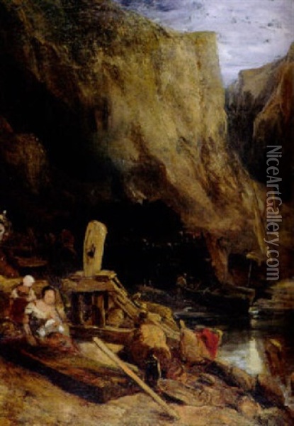 Le Cabestan Oil Painting - Louis-Gabriel-Eugene Isabey