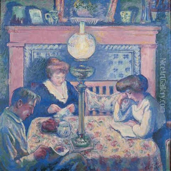 Interior, After Dinner Oil Painting - Theodore Earl Butler