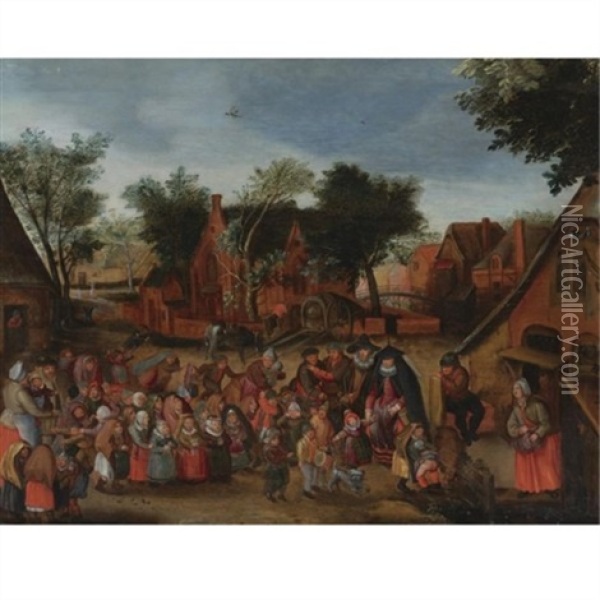 Feast Of The Children Oil Painting - Pieter Bruegel the Elder