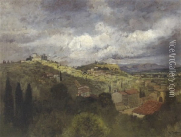 Landschaft Mit Sicht Auf Florenz Oil Painting - Karl Heffner