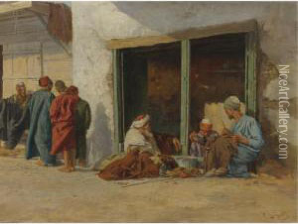 The Shoemakers Oil Painting - Pericles Tsirigotis