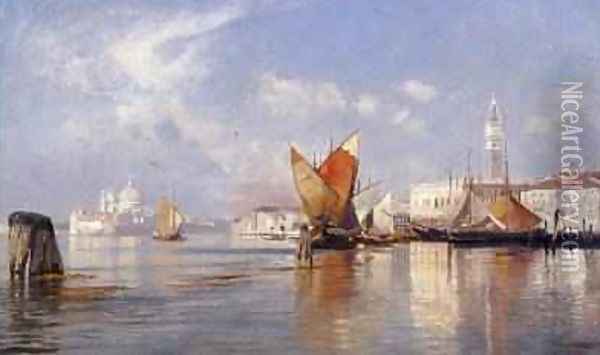 On the Lagoon Venice Oil Painting - Ascan Lutteroth