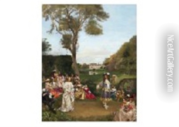 Garden Party Oil Painting - Gustave Jean Jacquet