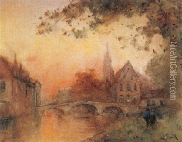 Lac D'amour, Bruges Oil Painting - Lucien Frank