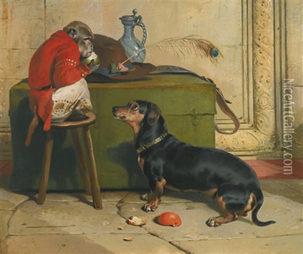 Ziva, A Badger Dog Belonging To The Hereditary Prince Of Saxe-coburg-gotha Oil Painting - Sir Edwin Henry Landseer